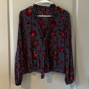 Madewell Silk Tie-Neck Wrap Top in Winter Orchid